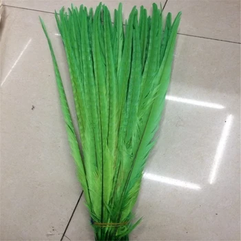 

100pcs DIY feathers apple green color feather long 50-55cm Pheasant Tail feathers home decoration clothing accessories sk367
