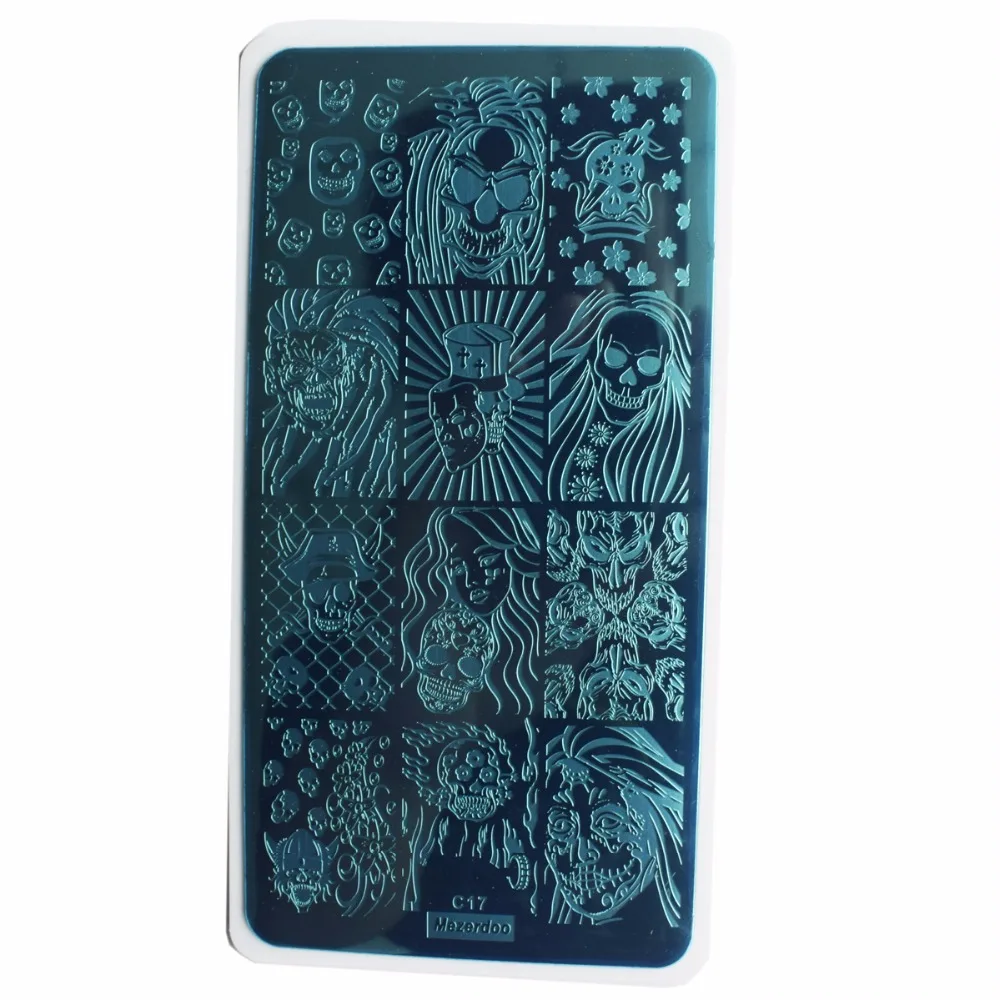 1Pc Halloween Series Celebration Nail Stamping Plate Cute Skull Pattern DIY Nail Art Image Stamp Stamper Manicure Template C17 3
