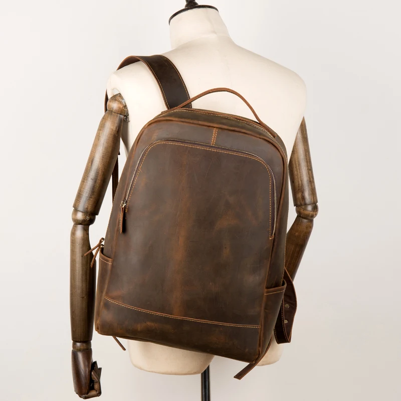 Genuine Leather Laptop Backpack Handmade Vintage Rucksack Men Business School Book Daypack Designer Weekend Shoulder Bag | Багаж и сумки
