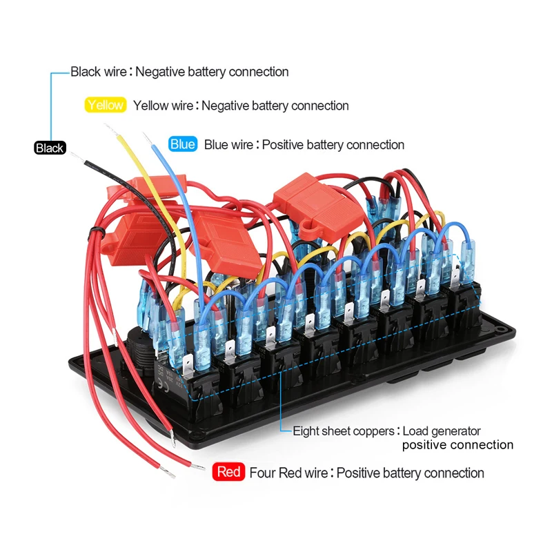 12V 24V USB сигареты светильник er Напряжение 8 Gang кулисный переключатель Панель синий светодиодный светильник автомобиля RV Водонепроницаемый автомат защити цепи