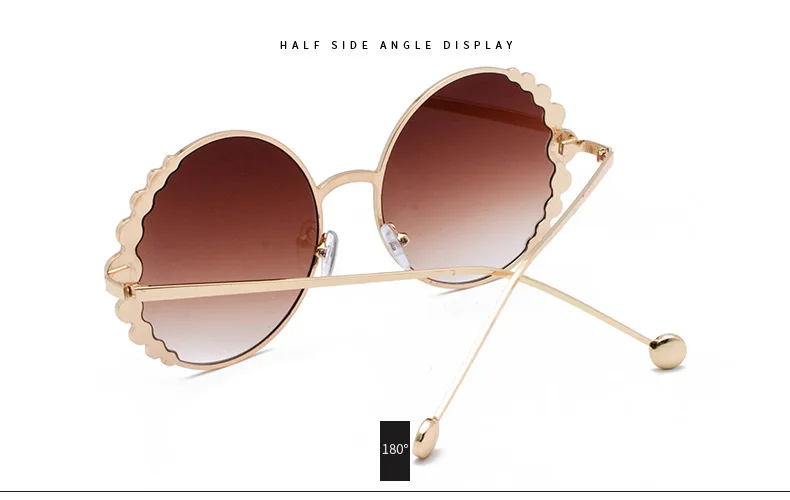 Роскошные увеличенные Круглые Солнцезащитные очки Для женщин мода кошачий глаз солнцезащитные очки с жемчугом винтажная, брендовая