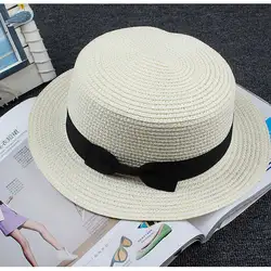 [Cllikko] 100% хорошее качество плоская Солнцезащитная шляпа Для женщин лук летние соломенные шляпы для женская пляжная шляпа 11 Цвета chapeau femme