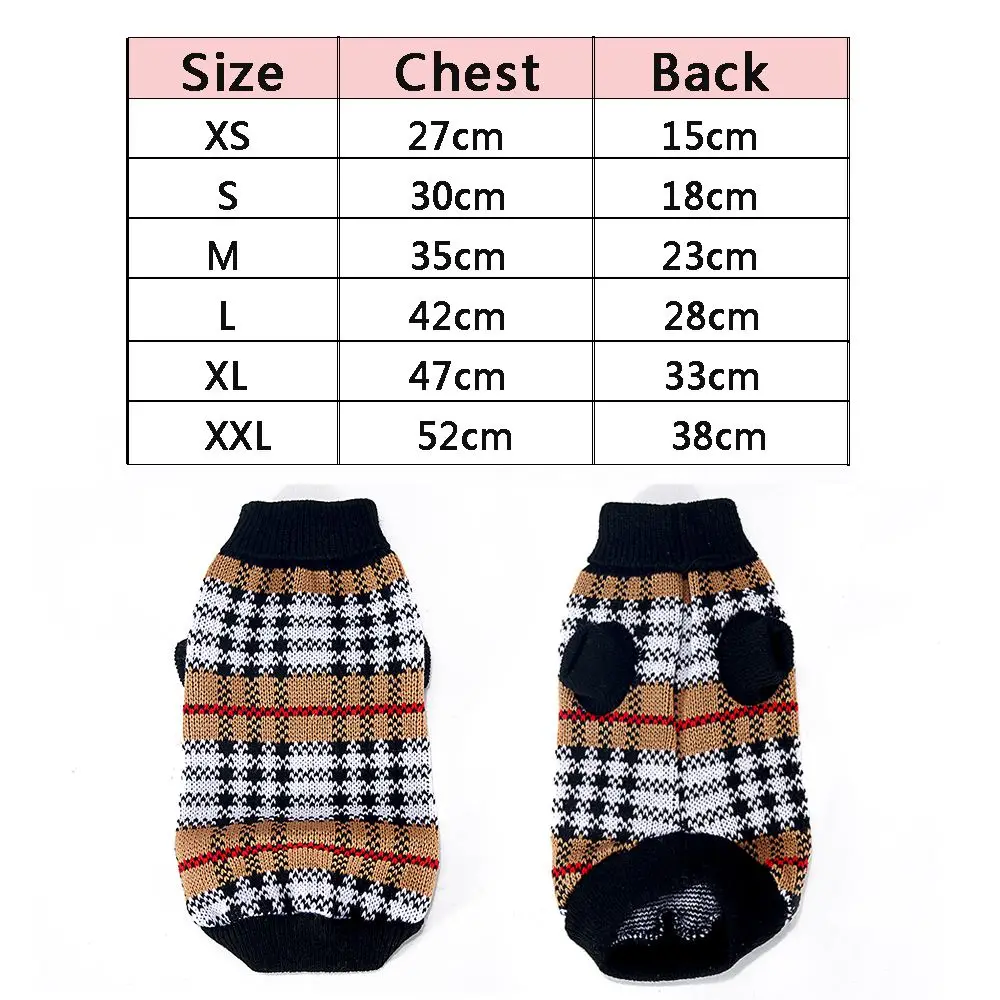 KL019 dog sweater pet solid plaid clothing for small medium dogs cats puppy kittens chihuahua black