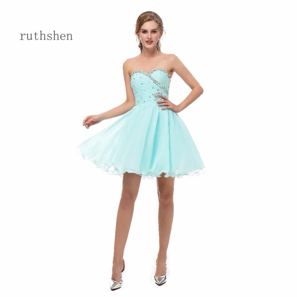 

ruthshen 2018 Pleats Short Cheap Cocktail Party Dresses Women Sweetheart Neck Vestidos De Coctel Corto 2018 Women Formal Gowns