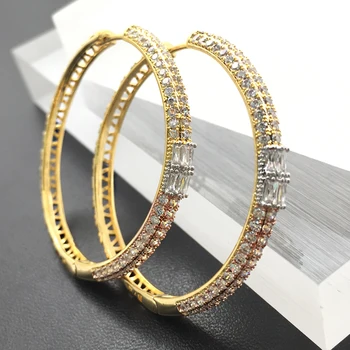 

Lanyika Fashion Jewelry Neoteric Shiny Thin Big Ear Loops Micro Plated Wedding Birthday Earrings Luxury Bridal Daily Best Gift