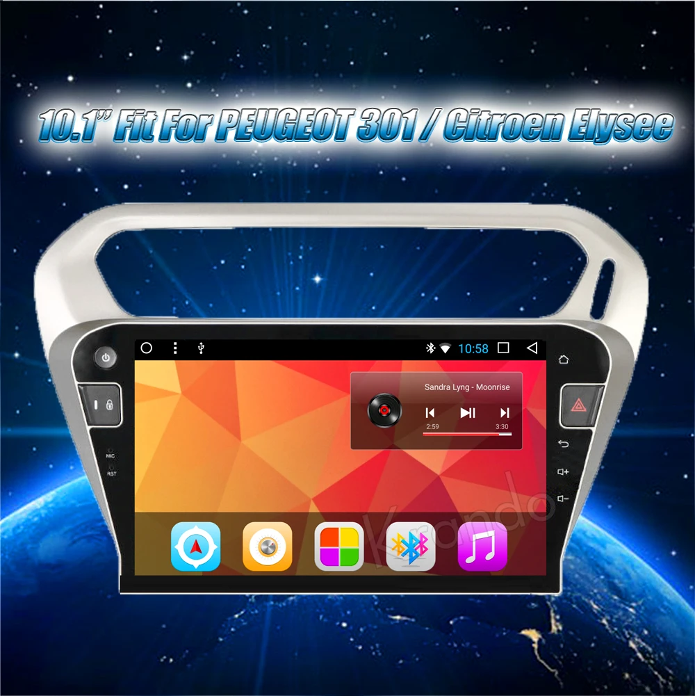 Excellent Krando Android 8.1 10.1"Full touch car Multimedia player for PEUGEOT 301 / Citroen E navigation system radio gps wifi BT 0