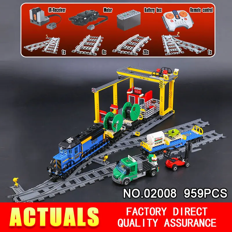 

Lepin 02008 959Pcs City Series The Cargo Train Set 60052 Model RC Building Blocks Bricks Toys for Children Christmas Gifts