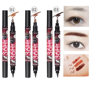 

2 in 1 double head eyeliner pencil with brow waterproof long lasting liquid eyeliner gel pen 3 colors eye makeup kit YAN009