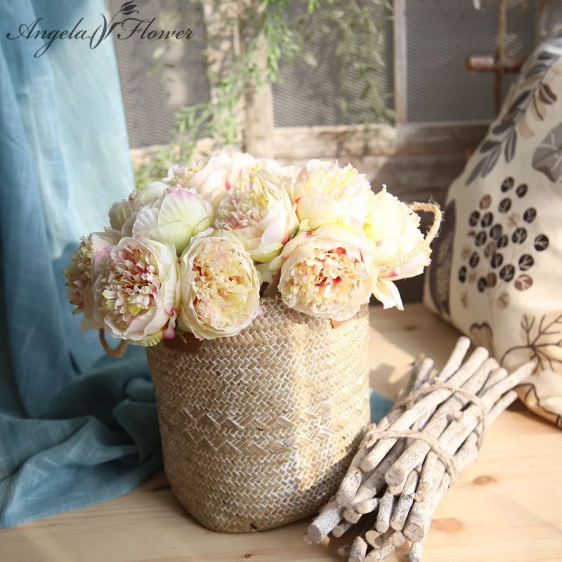 

33cm 5 heads/ bouquet bridal bouquet artificial flower peonies DIY wedding home decor silk peony bouquet flower wall materials