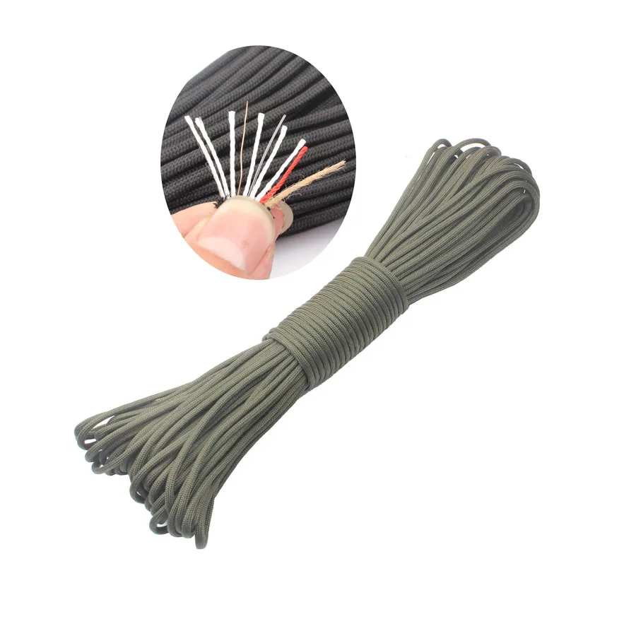 CAMPINGSKY Firecord 550 Paracord مع خيط صنارة الصيد MULTI-PURPOSE سلك مصبح الجوت صوفان حبل بقاء Paracord 550 100FT 50FT