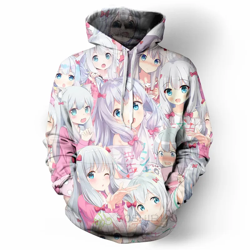 Толстовка Kawaii Loli с капюшоном Izumi Sagiri смешные аниме толстовки розовый унисекс
