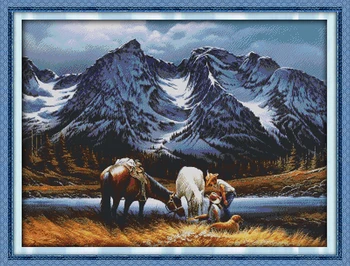 

Romances under the snow mountains Counted Cross Stitch 11CT Printed 14CT Set DIY Cotton Cross-stitch Kit Embroidery Needlework