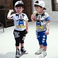 Fasion mickey Children Clothing set baby girls boys Clothes sets Minnie short sleeve t-shirt+pant summer style Kids sport suit