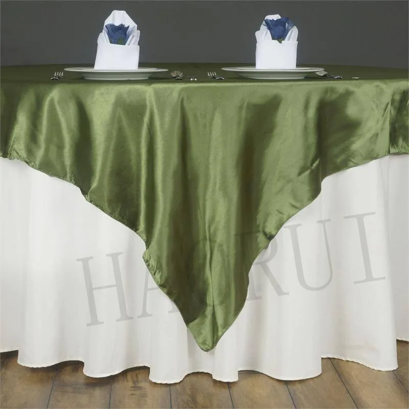 Free Shipping Willow Green 10pcs 85x85" Satin Dining Overlays