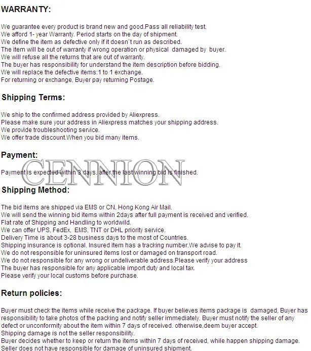 cennion logo aliexpress policy 20141121