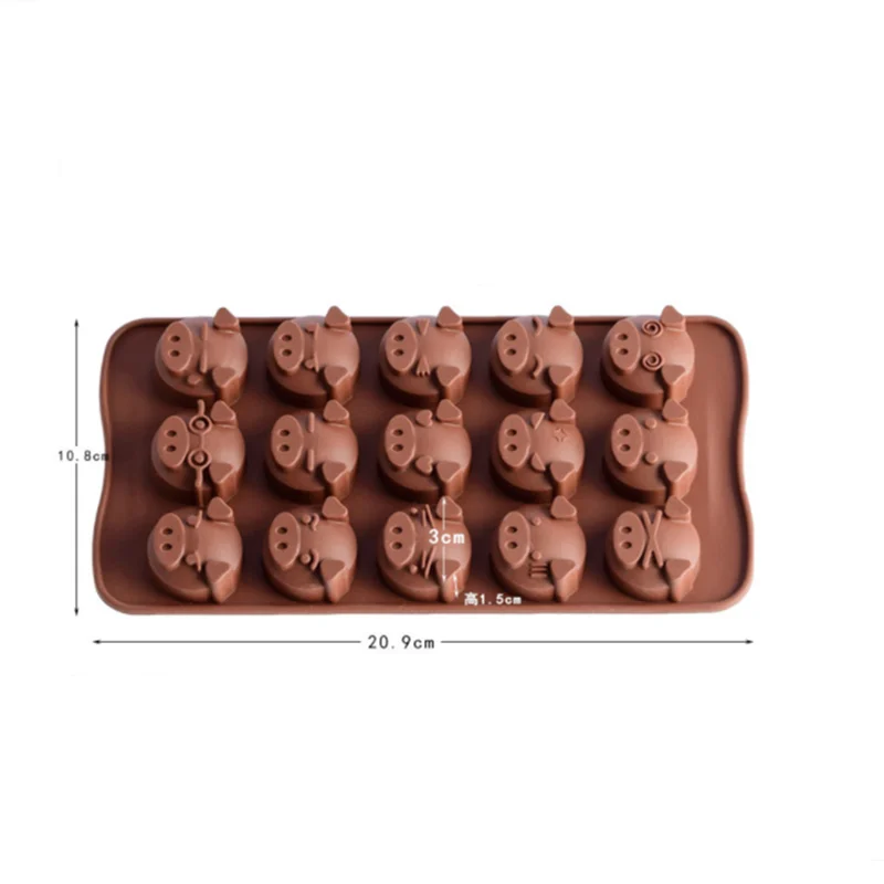 1Pcs Sugarcraft Funny Pig Shaped Silicone Molds 15 Holes Soap Candy Fondant Chocolate Mould Kitchen DIY Cookies Cake Cutters