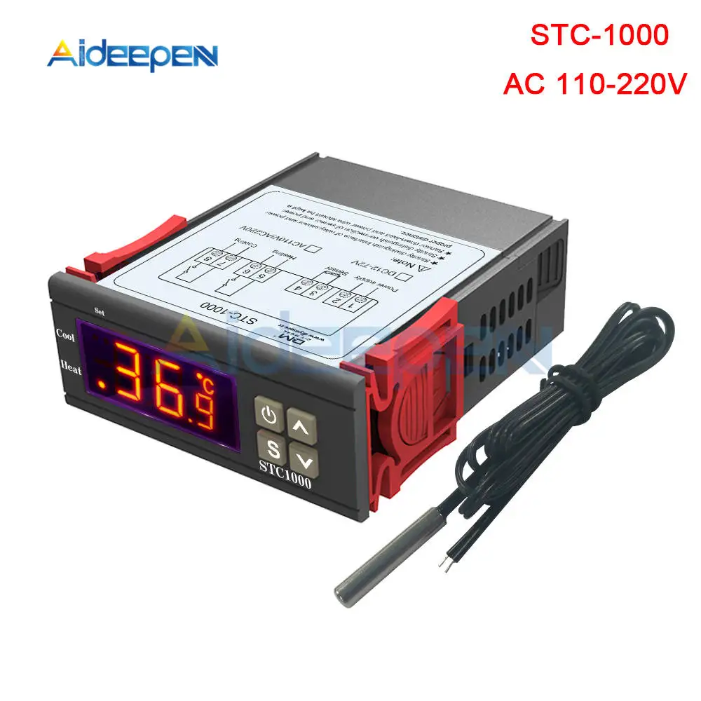 STC-3000 STC-1000 STC-100 Температура Управление; 12V 24V 110 V-220 V светодиодный цифровой терморегулятор Термостат Управление+ NTC Сенсор - Цвет: STC-1000 AC110V-220V