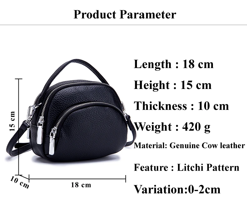 Lomelobo Women Genuine Leather Handbags Lady Litchi Pattern Shoulder Bag Casual Totes & Crossbody bags Female Girl Messenger Bag 2019 HBL222 Details (03)