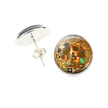 Gustav произведения Климта Изображение Стекло для рисования кабошон серьги гвоздики женские модные ювелирные изделия