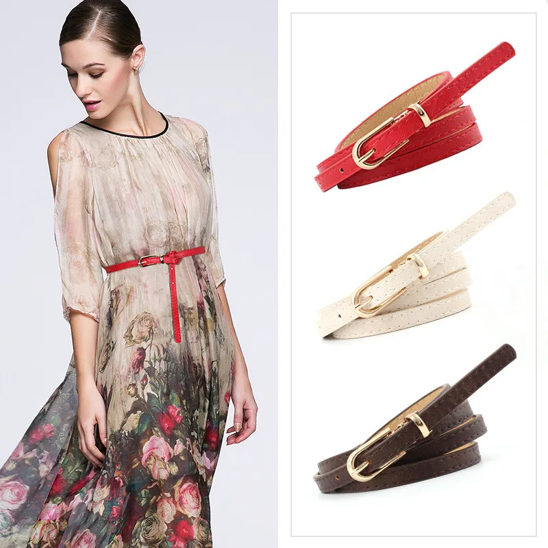 

Womens 14 Hot Leather Colors Candy Waistband Waist Belt Belt Thin pc Skinny Selling Belt Dress Pasek Damski Ceinture Riem