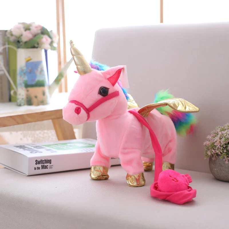 Прекрасный 35 см Электрический ходить плюшевая игрушка единорог чучело игрушка Электронная Музыка игрушечный Единорог для детей Funy подарки - Цвет: pink