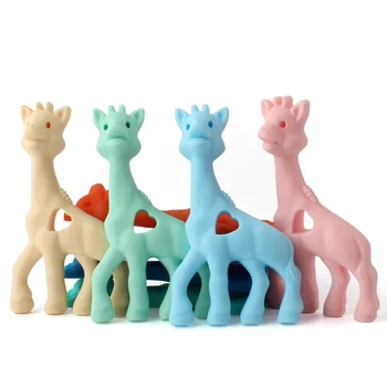 

15pcs 100mm Silicone Giraffe Teether Soft Baby Teething Toy Giraffe Pendant Necklace Baby Food Grade Necklace Teething Hanging