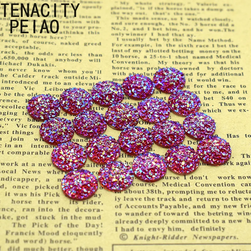 

20pc/lot 12mm Natural Ore Style Flatback Resin Cabochons Craft Red AB Color for Earrings/rings Accessories Jewelry Finding #3