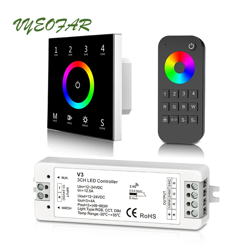 Led RGB полосы Управление 2 4 GHz RF 220V настенный выключатель сенсорный Панель T134A 3
