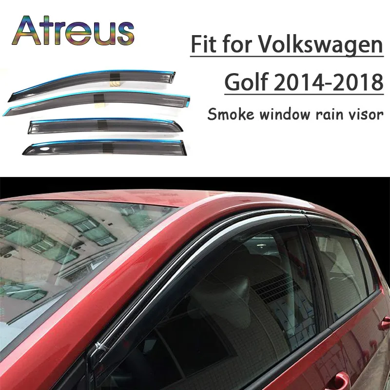Atreus 1set ABS Rain Smoke Window Visor Car Wind Deflector For