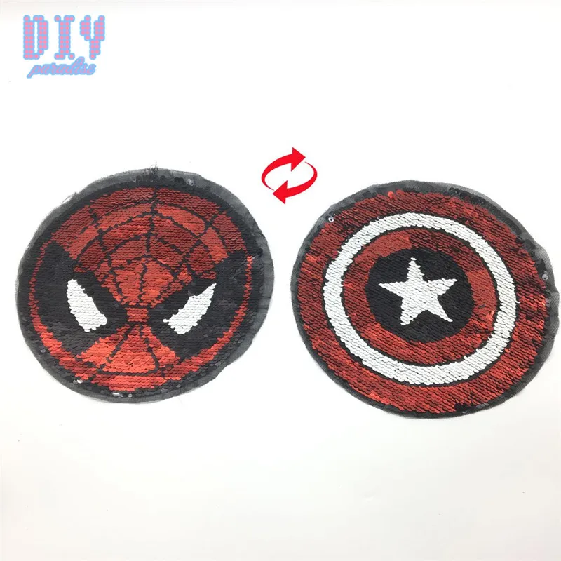 

Spiderman Reverse Sequins Sew On Patches for Summer T Shirt clothes Clothing Reversible Change Color Patch Applique