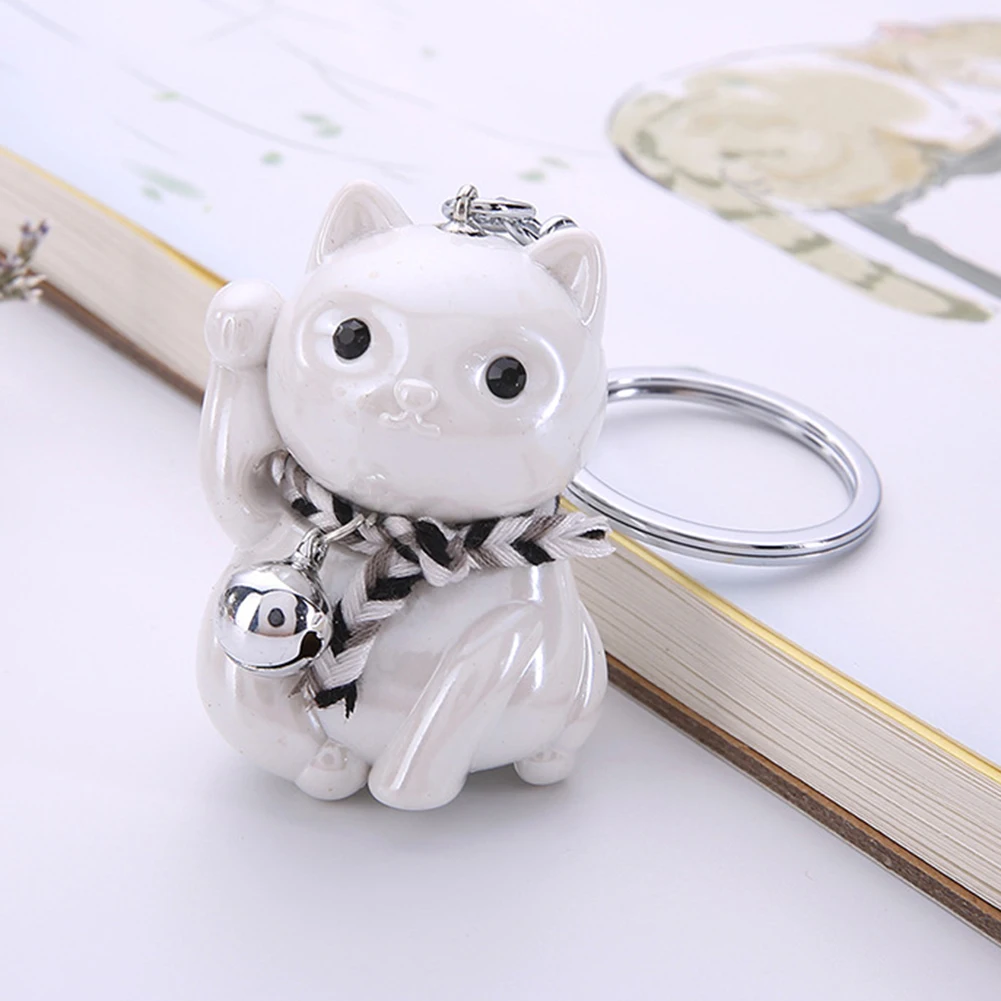 ZOOYOO милый счастливый кот кулон брелок кулон Сумочка подвесной декор мини пара подарок - Цвет: Белый