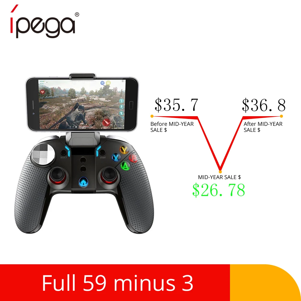 

New Ipega PG 9099 Double vibration Bluetooth Gamepad Colorful LED light button pubg Controller for Android ios ipad tabl