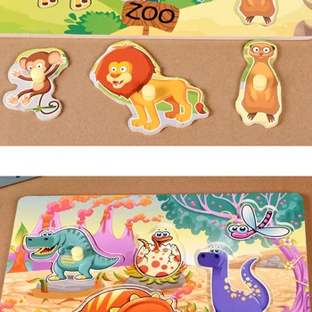 

Wooden Children Cute Cartoon English Math Dinosaur Peg Game Early Learning Education Wooden Toys Educational Gift