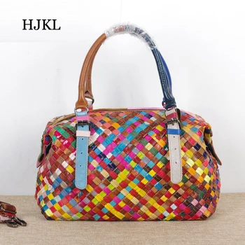 

Women Genuine leather leather cowhide hand-woven bag handbag Messenger bag high quality free shipping