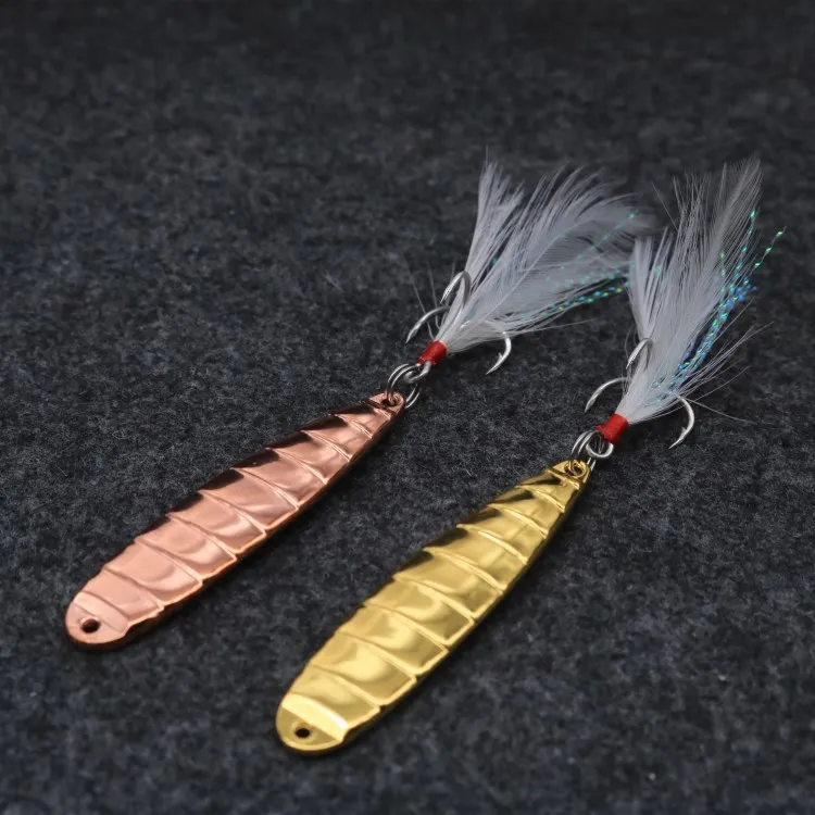 12g Metal Sequins Fishing Lure Spinner Spoon Noise Paillette Hard Baits with Feather Treble Hook Pesca