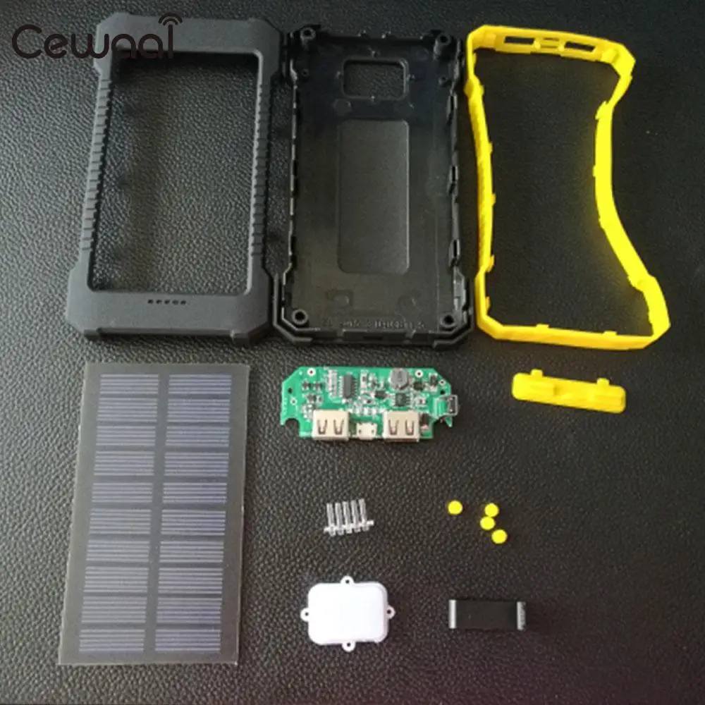 

Cewaal LED Portable Dual USB Solar Panel Power Bank Case Box Charger DIY Material 4 colors