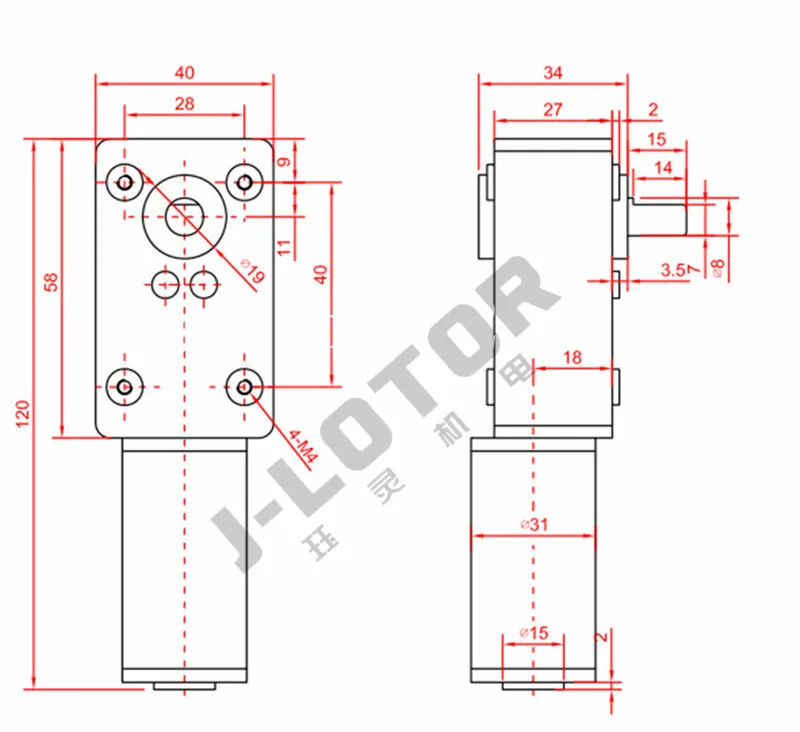 4058GW-31ZY Шестерни редуктор мотора 12V 24V червь Шестерни ed передний задний мотор с многоскоростной, большим вращающим моментом, хороший само-Усилие зажима