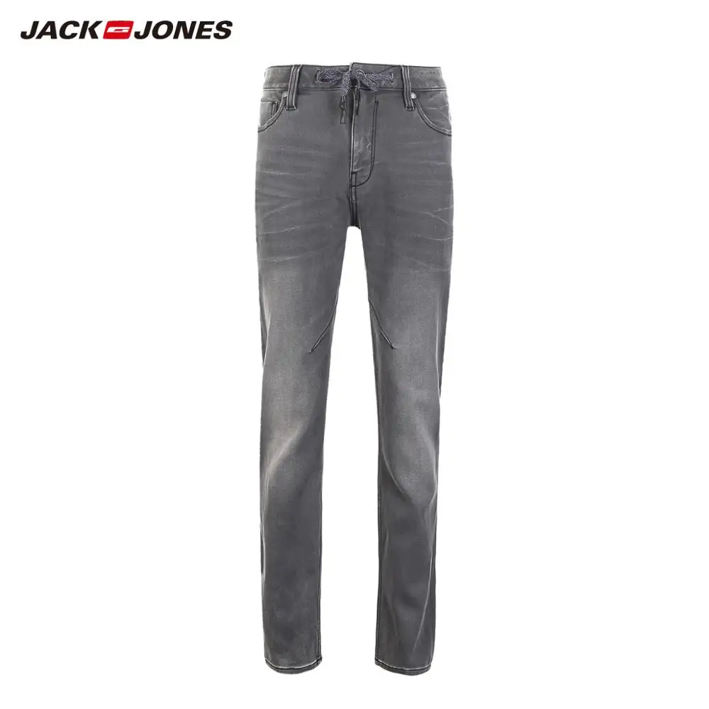 JackJones мужские Стрейчевые хлопковые повседневные джинсы с потертостями мужские повседневные байкерские мужские джинсы деним Стрейчевые брюки J | 218332550 - Цвет: DENIM DARK GREY