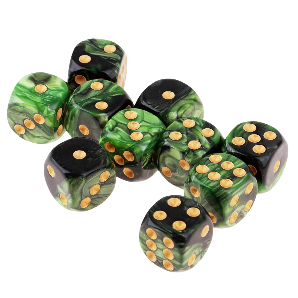 MagiDeal 10pcs 6-Sided Dice Set Bright Colors 16 mm Dice Game Multi-Sided Dice for Board Games Casino Gifts Teaching