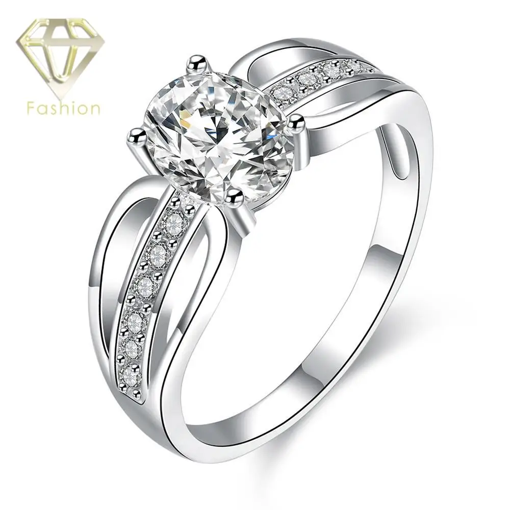 Engagement Rings Canada Hot Sale 2016 Classic CZ Paved Silver Plated