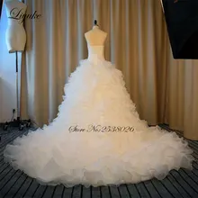 Liyuke Vestido De Noiva Ruched Princess Ball Gown Wedding Dress With Pearls Sequins Strapless Bridal Dress 2017 New Arrival