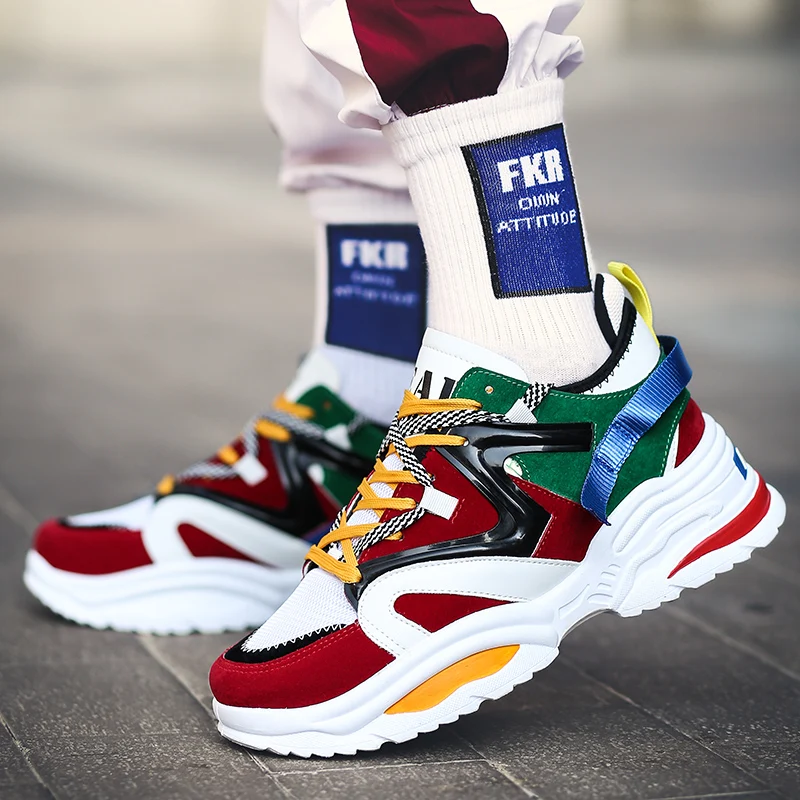 

INS 2019 Women Men Running Shoes Sneakers Colourful Platform Sports Shoes Breathable Lace Up Trainers