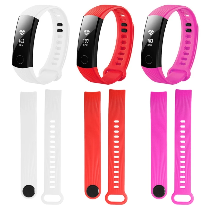 Ремешок силиконовый для Huawei Honor Band 3 сменный черный Регулируемый универсальный