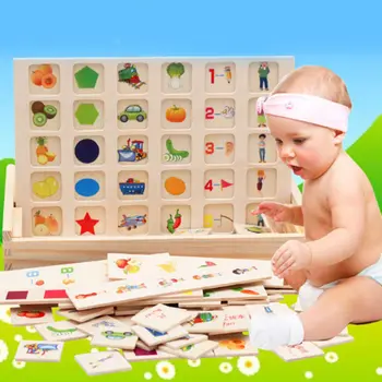 

Creative Wooden Toys Animal Digital Puzzle Right Brain Memory Game Montessori Educational Toys Memory Game Training Board Toy