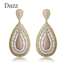 Dazz Luxury Water Drop Shape Large Wedding Women Earrings Full Shining Rhinestones Copper Jewelry Party Ears Accessories Bijoux
