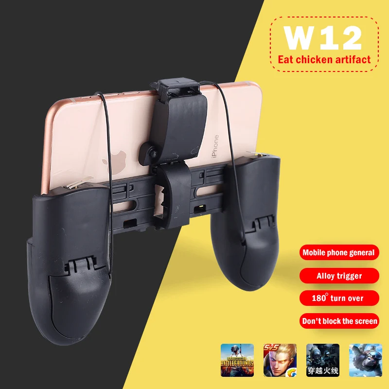 

W12 PUGB Mobile Game Controller Free Fire PUBG Mobile Joystick Gamepad Metal L1 R1 Button for iPhone Gaming Pad