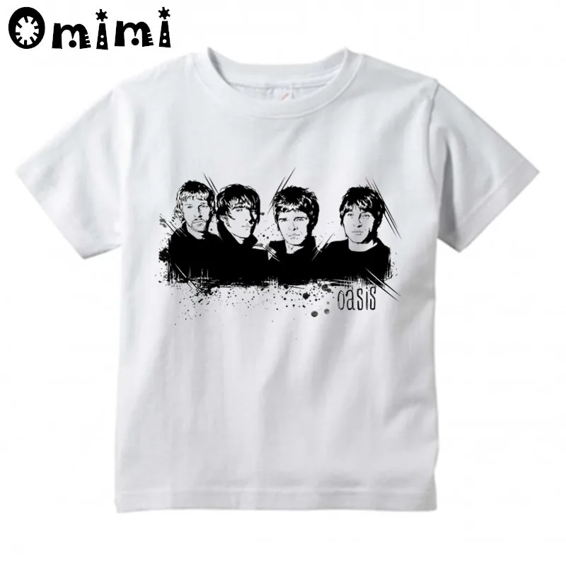 Детская одежда для группы Oasis rock Design, топы для мальчиков и девочек, Повседневная футболка, Детская крутая белая футболка
