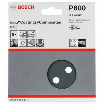

BOSCH 2608605122 Lija Eccentric F355 125mm 8 P G600 X5