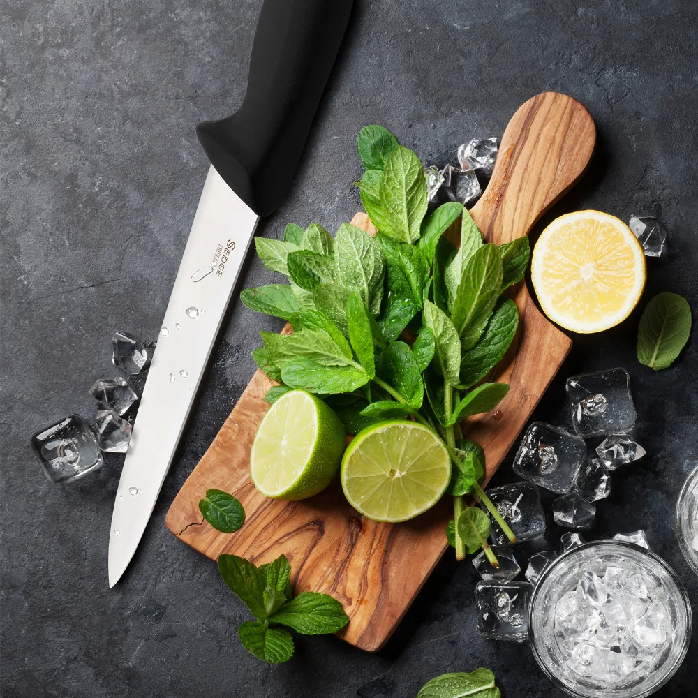 Нож-топорик-Серия SP-немецкий Высокоуглеродистый кухонный нож из нержавеющей стали Fillit-эргономичная черная ручка-7''