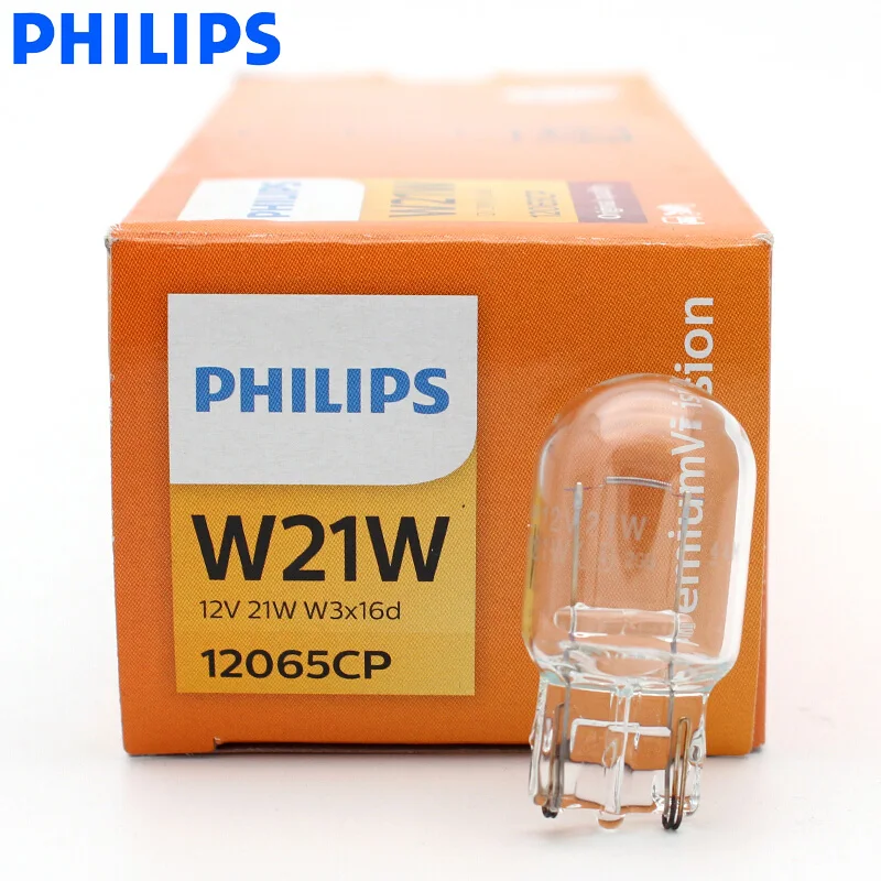 10 шт. Philips W21W T20 12 в 21 Вт Премиум видения стандартный автомобильный указатель поворота Стоп-сигнал 12065CP